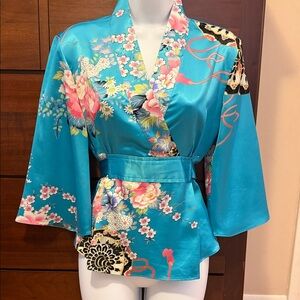 Floral Kimono Blouse in Blue